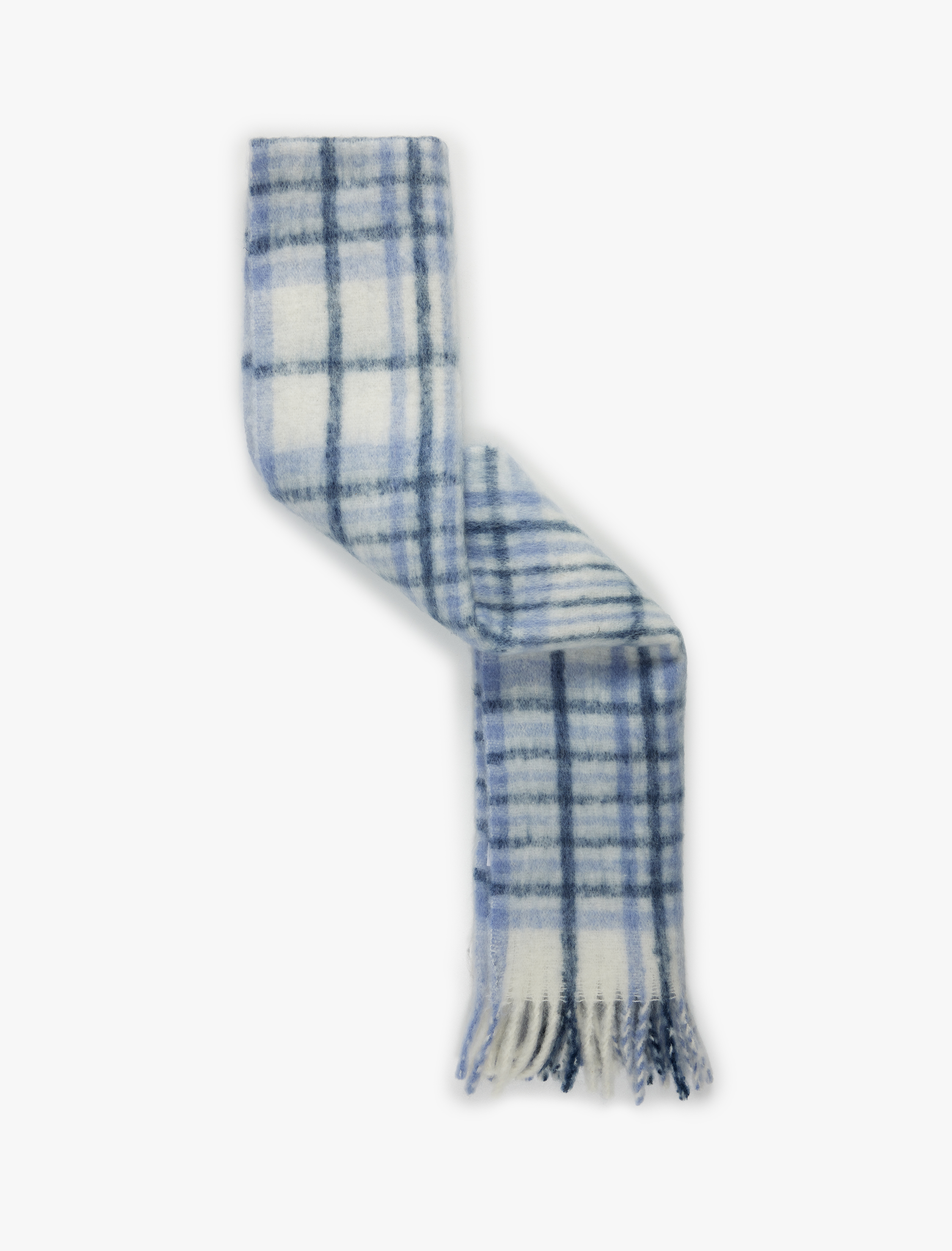  Kadın Yumuşak Dokulu Kareli Püsküllü Uzun Atkı