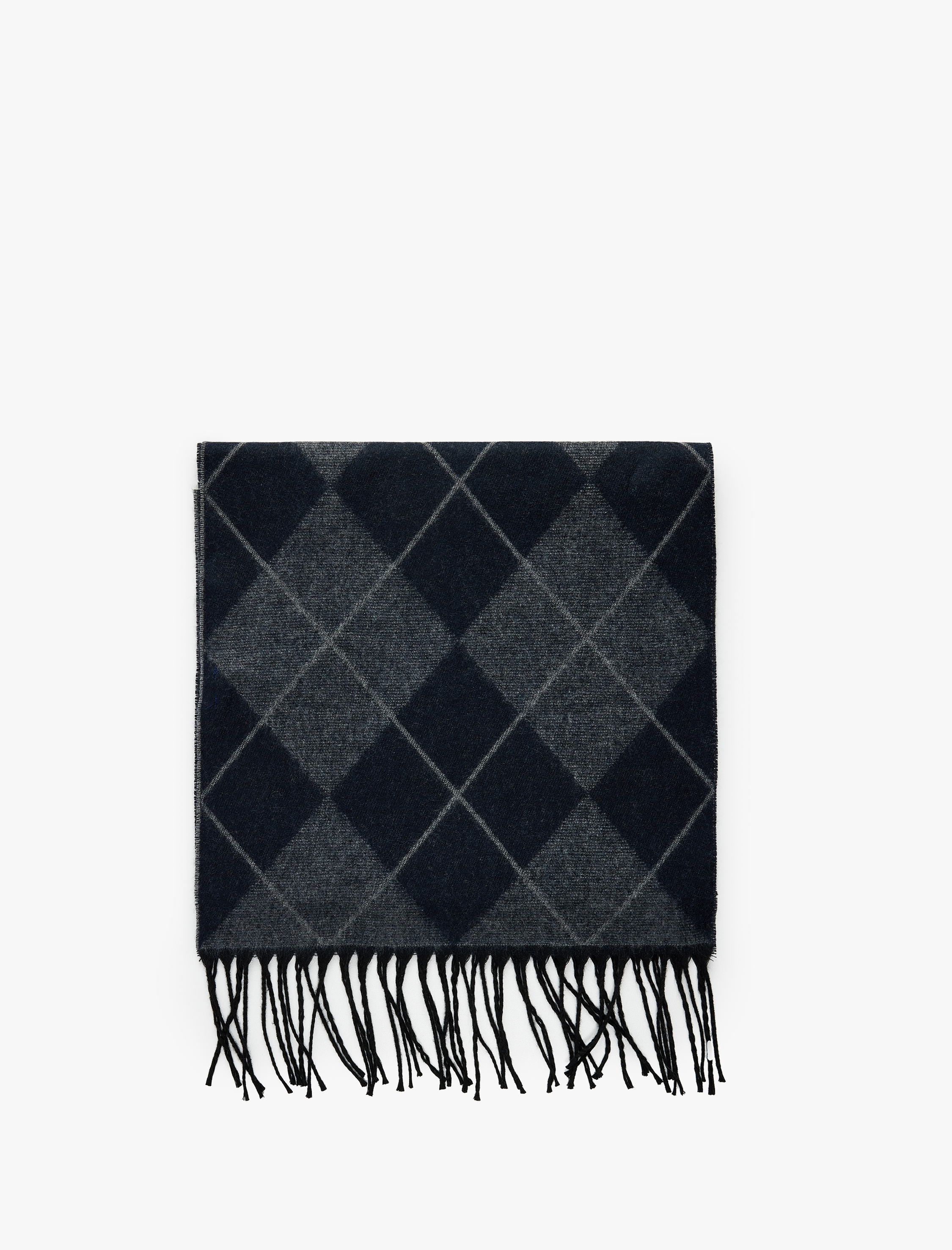  Erkek Baklava Desenli Uzun Viskon Karışımlı Püsküllü Atkı