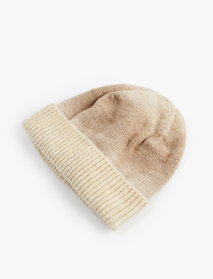 Kadın Katlı Basic Örgü Triko Bere