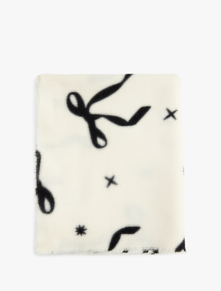 Kadın Fiyonk Desenli Uzun Atkı