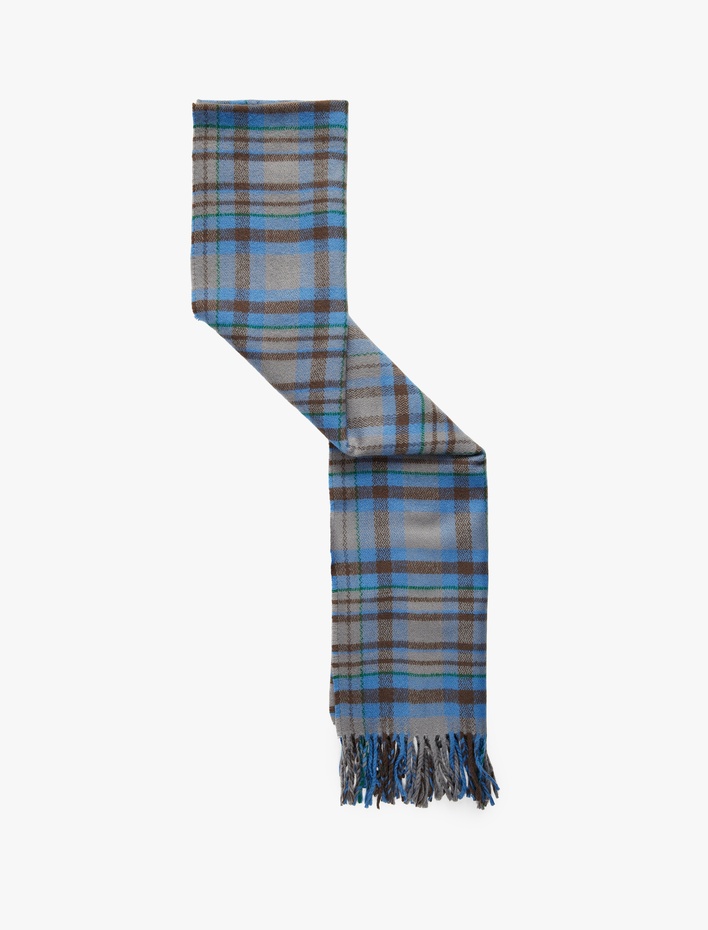 Erkek Püsküllü Uzun Ekoseli Atkı