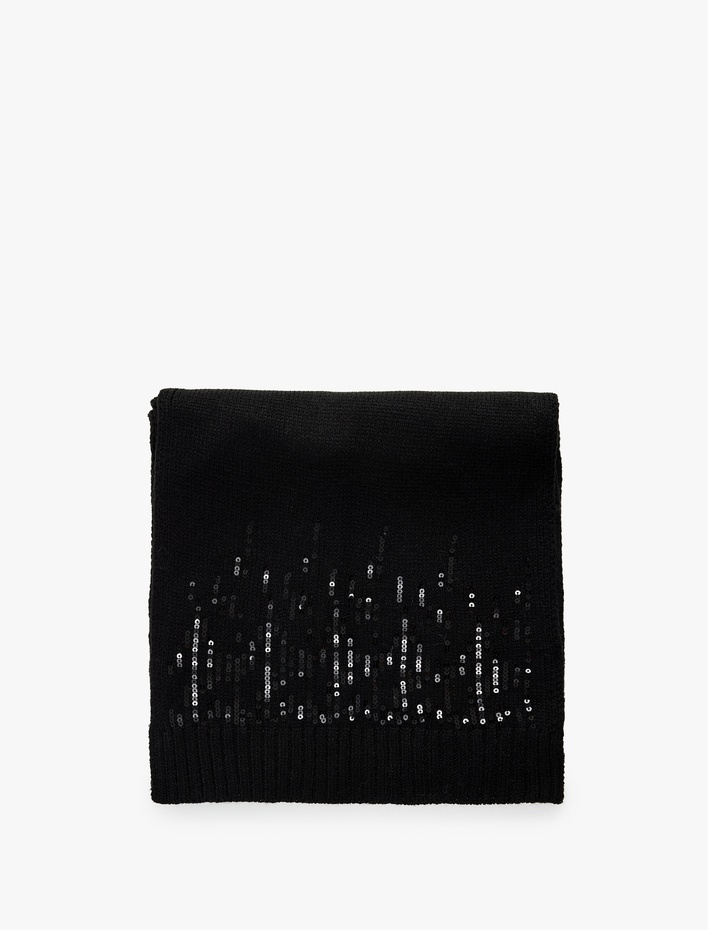 Kadın Pul Detaylı Uzun Triko Atkı