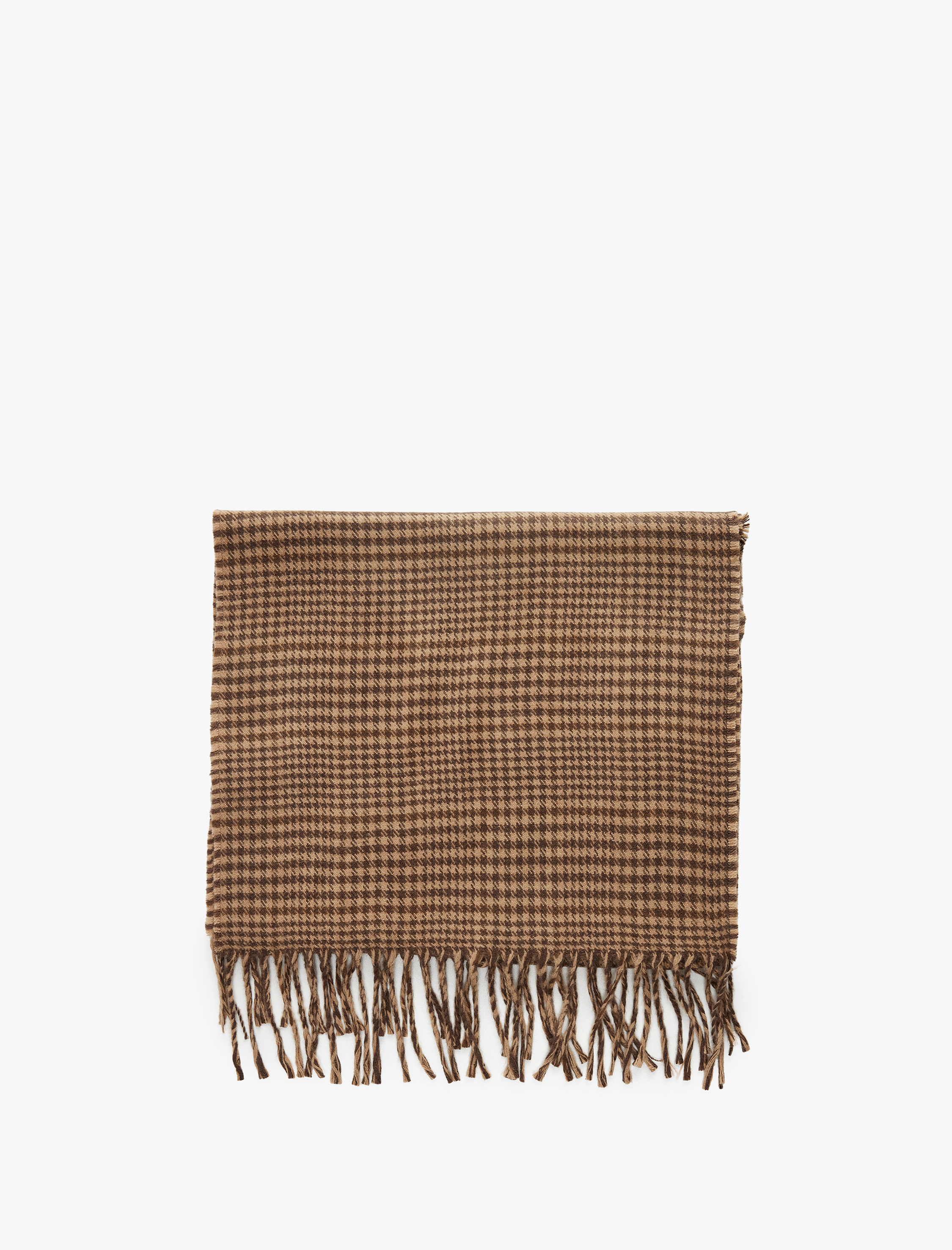  Erkek Kazayağı Desenli Püsküllü Atkı