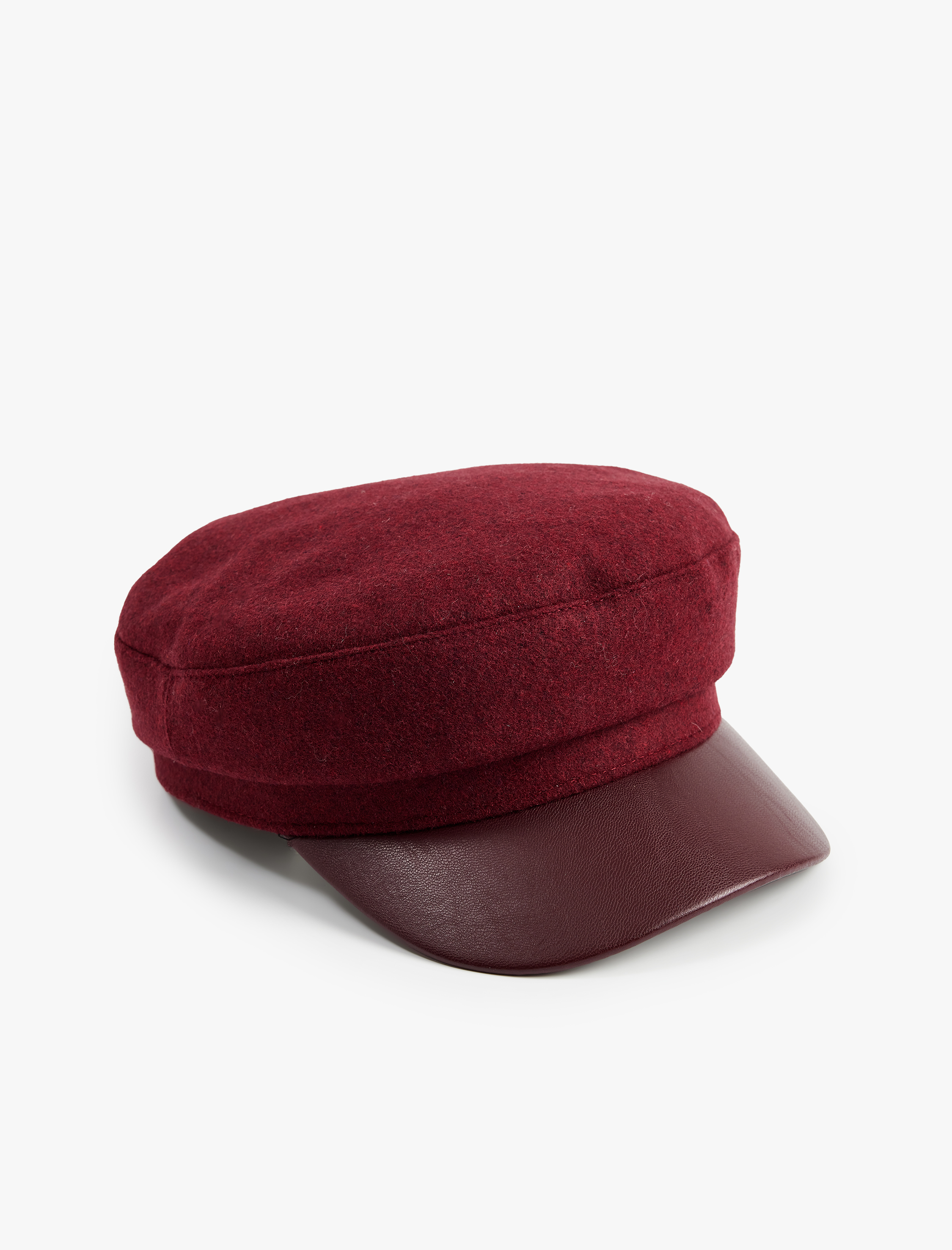  Kadın Suni Deri Detaylı Kasket Şapka