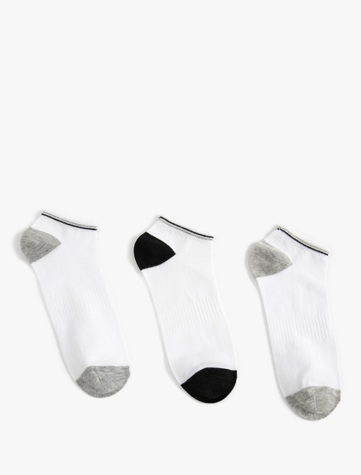 Erkek Renk Bloklu 3'lü Patik Çorap Seti