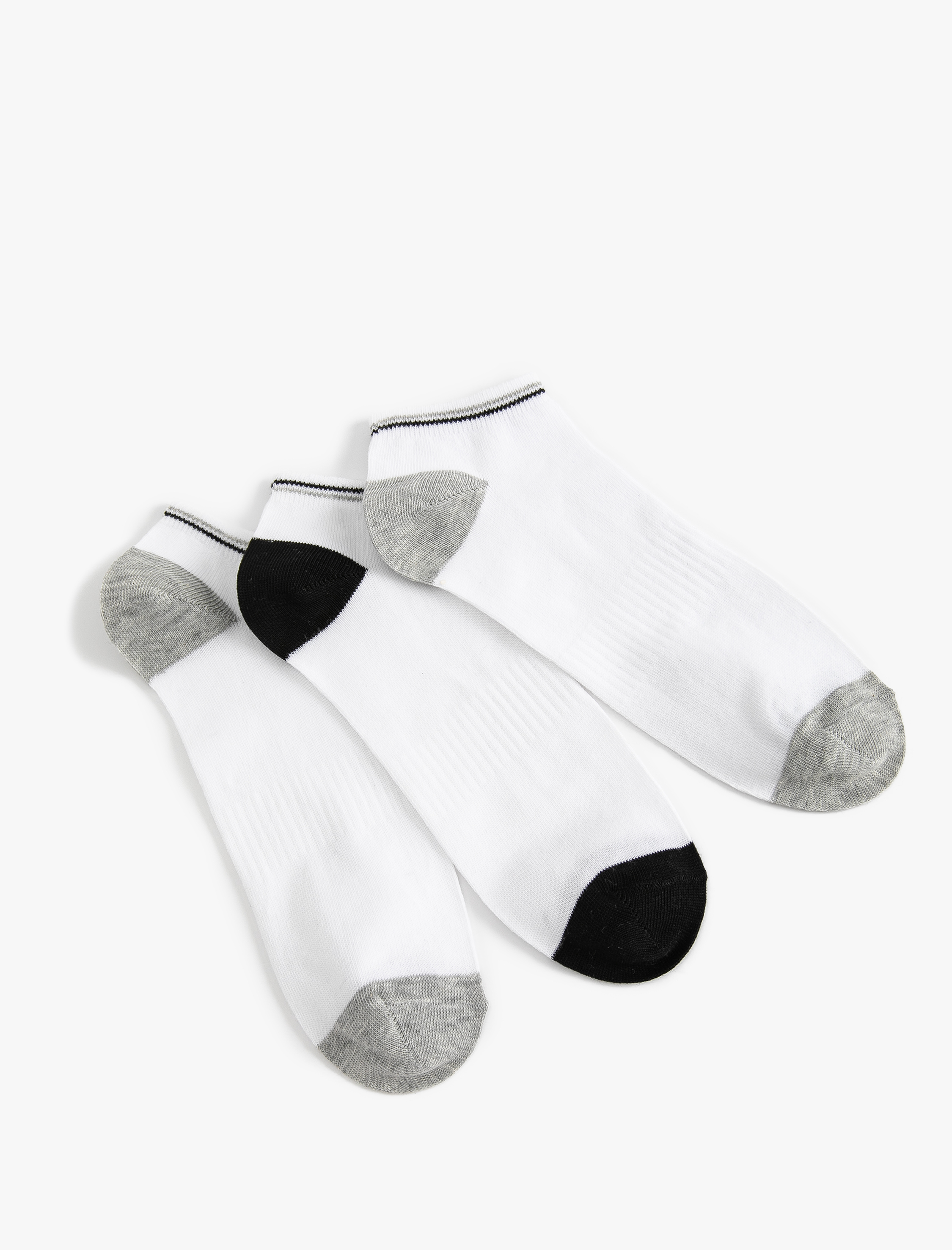  Erkek Renk Bloklu 3'lü Patik Çorap Seti