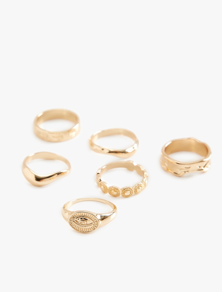 Kadın Çelik Karışımlı 6'lı Yüzük Seti