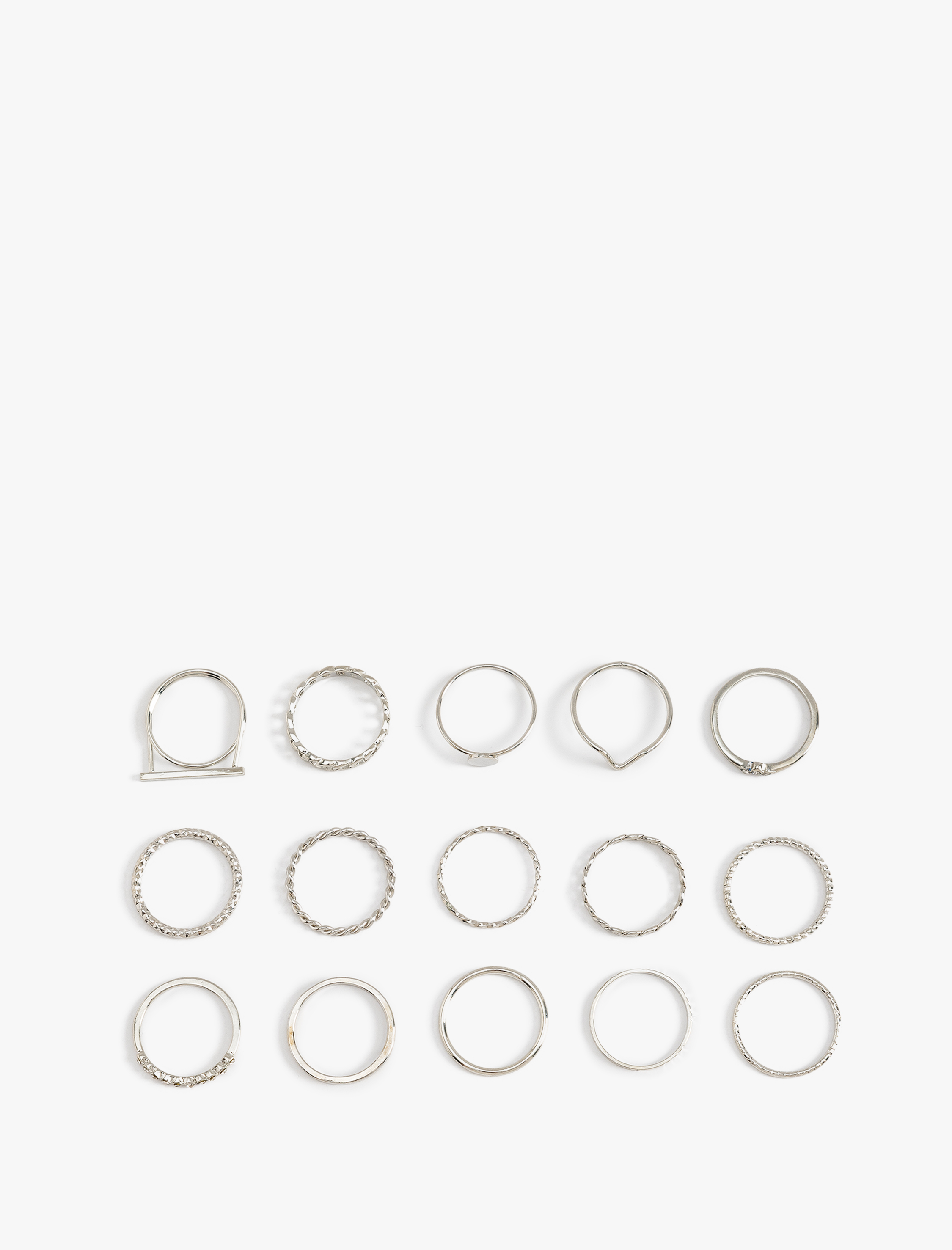  Kadın Burgu 15'li Çelik Yüzük Seti