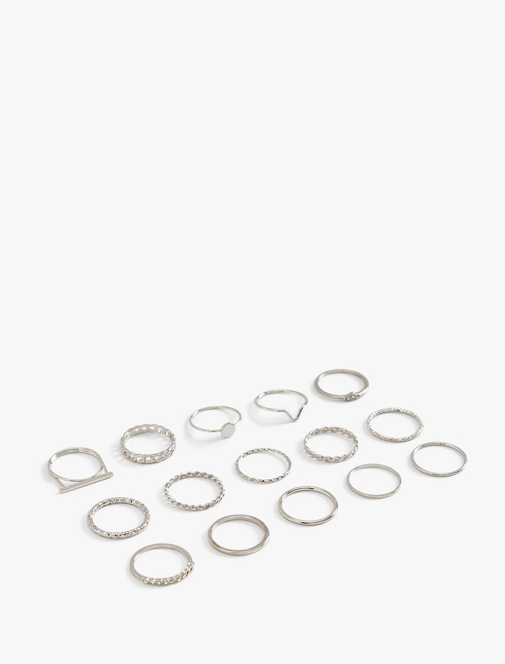 Kadın Burgu 15'li Çelik Yüzük Seti