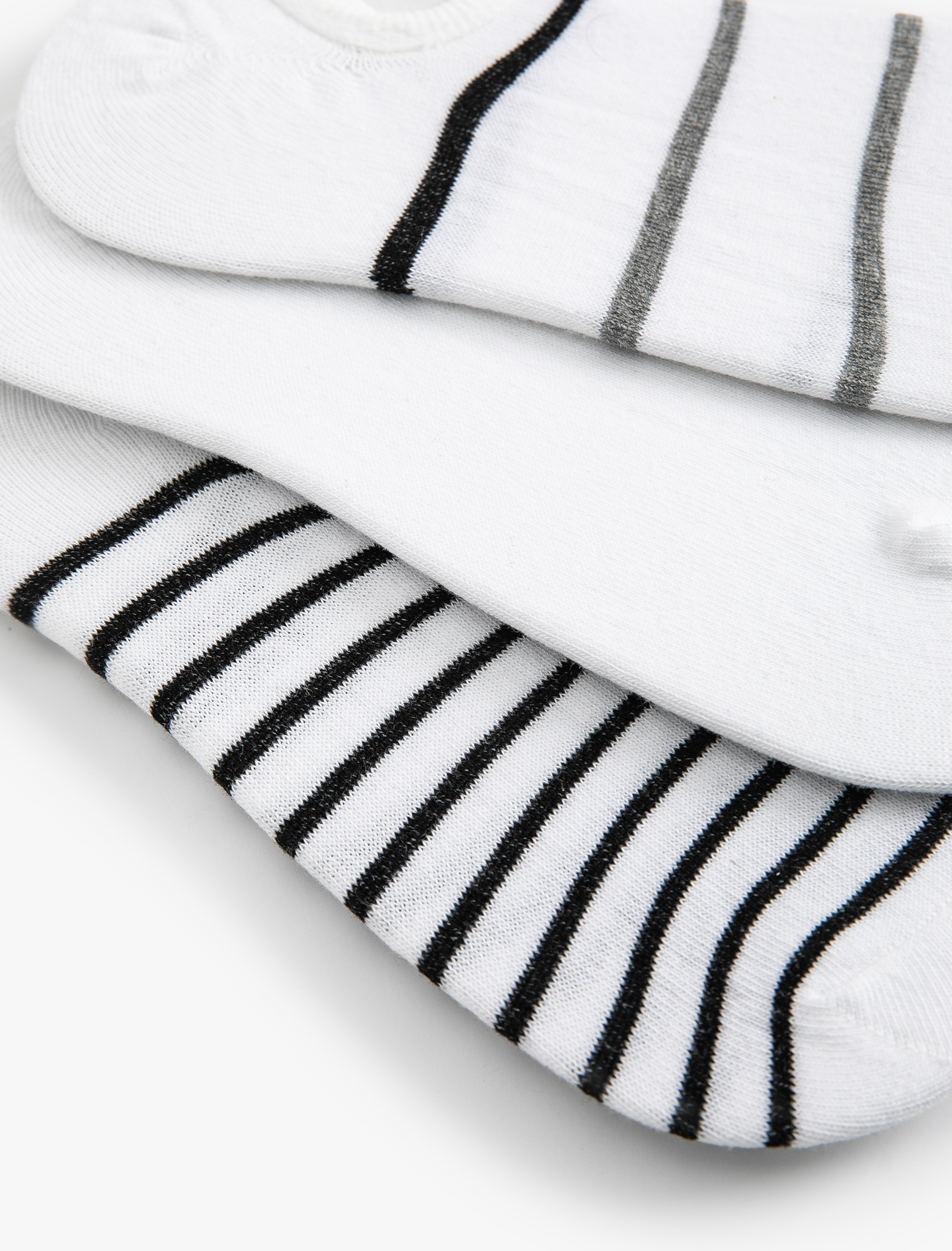  Erkek Çizgili Pamuklu 3'lü Görünmez Çorap Seti