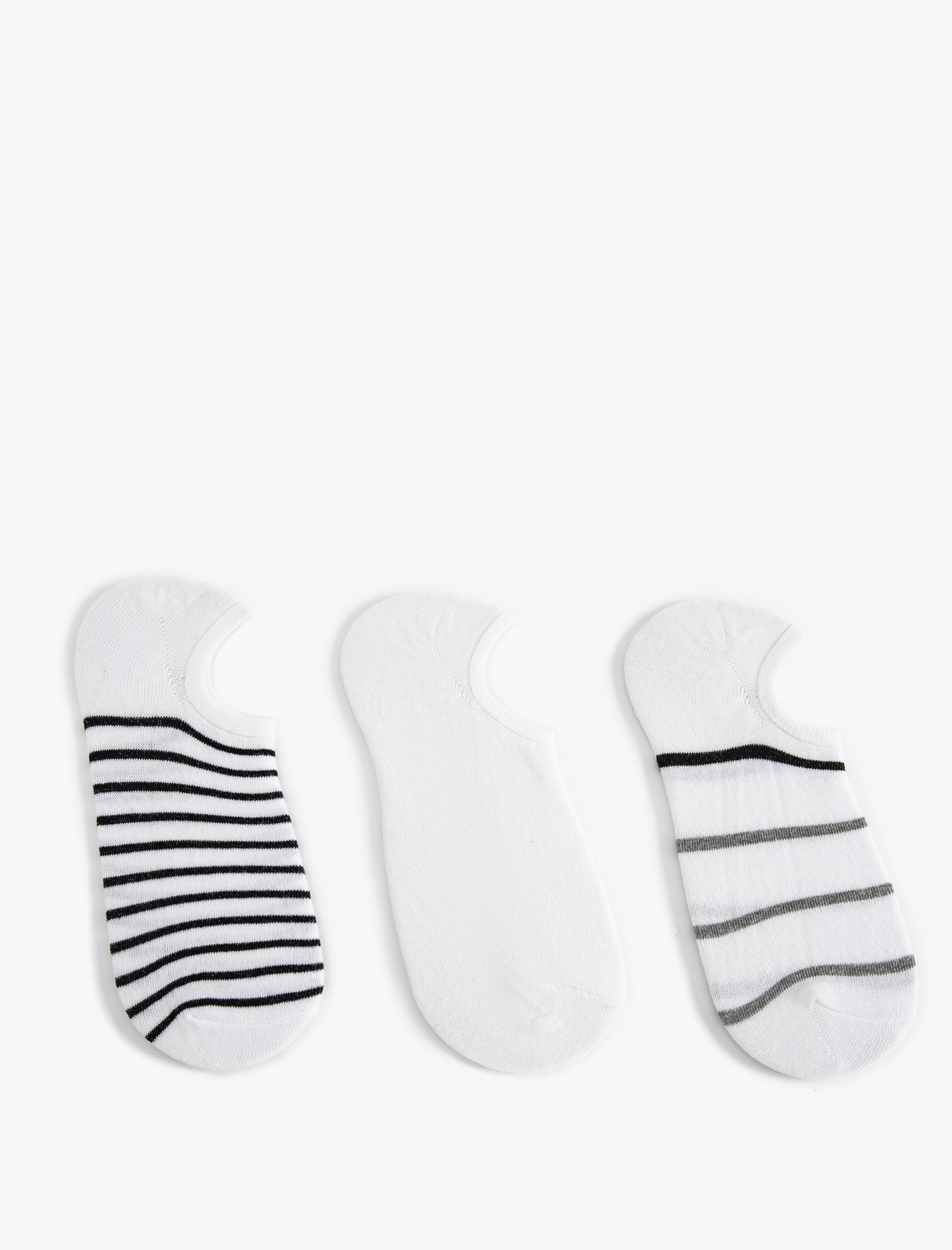  Erkek Çizgili Pamuklu 3'lü Görünmez Çorap Seti