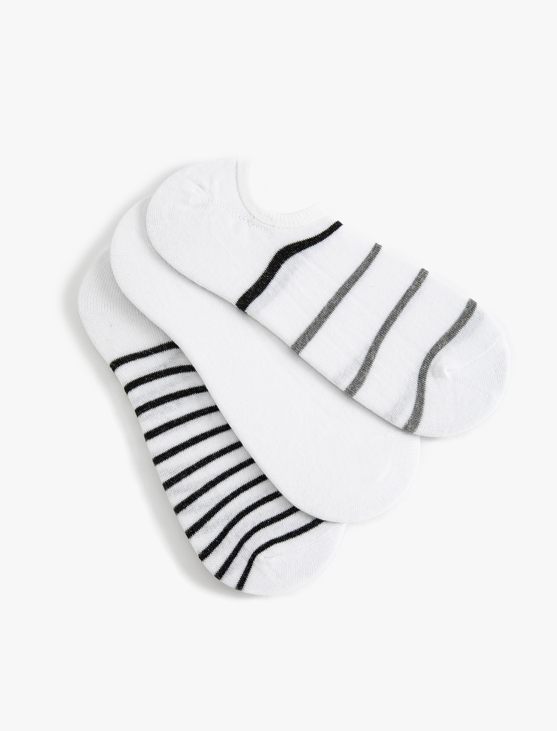  Erkek Çizgili Pamuklu 3'lü Görünmez Çorap Seti