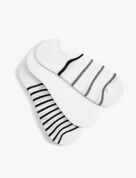 Çizgili Pamuklu 3'lü Görünmez Çorap Seti