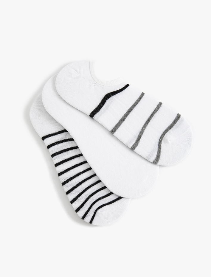 Erkek Çizgili Pamuklu 3'lü Görünmez Çorap Seti