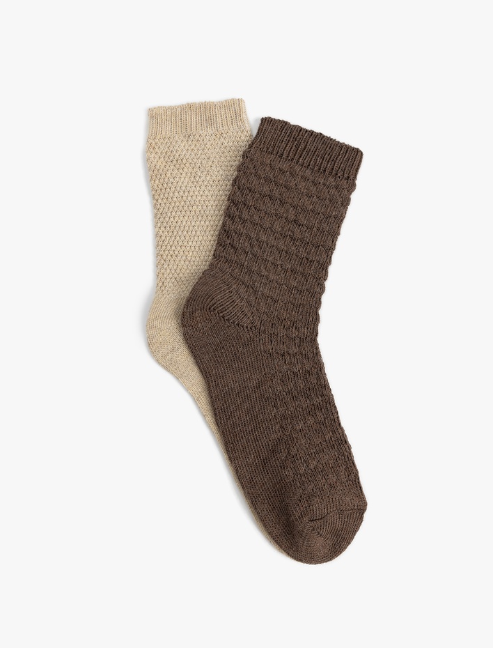 Kadın Dokulu 2'li Soket Çorap Seti