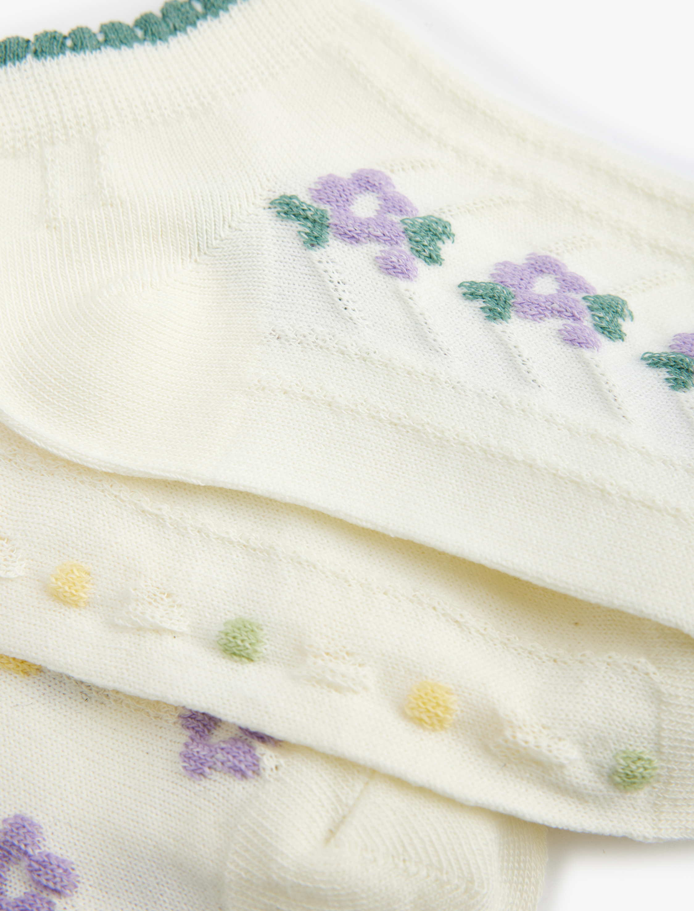  Kadın Çiçekli 3'lü Patik Çorap Seti