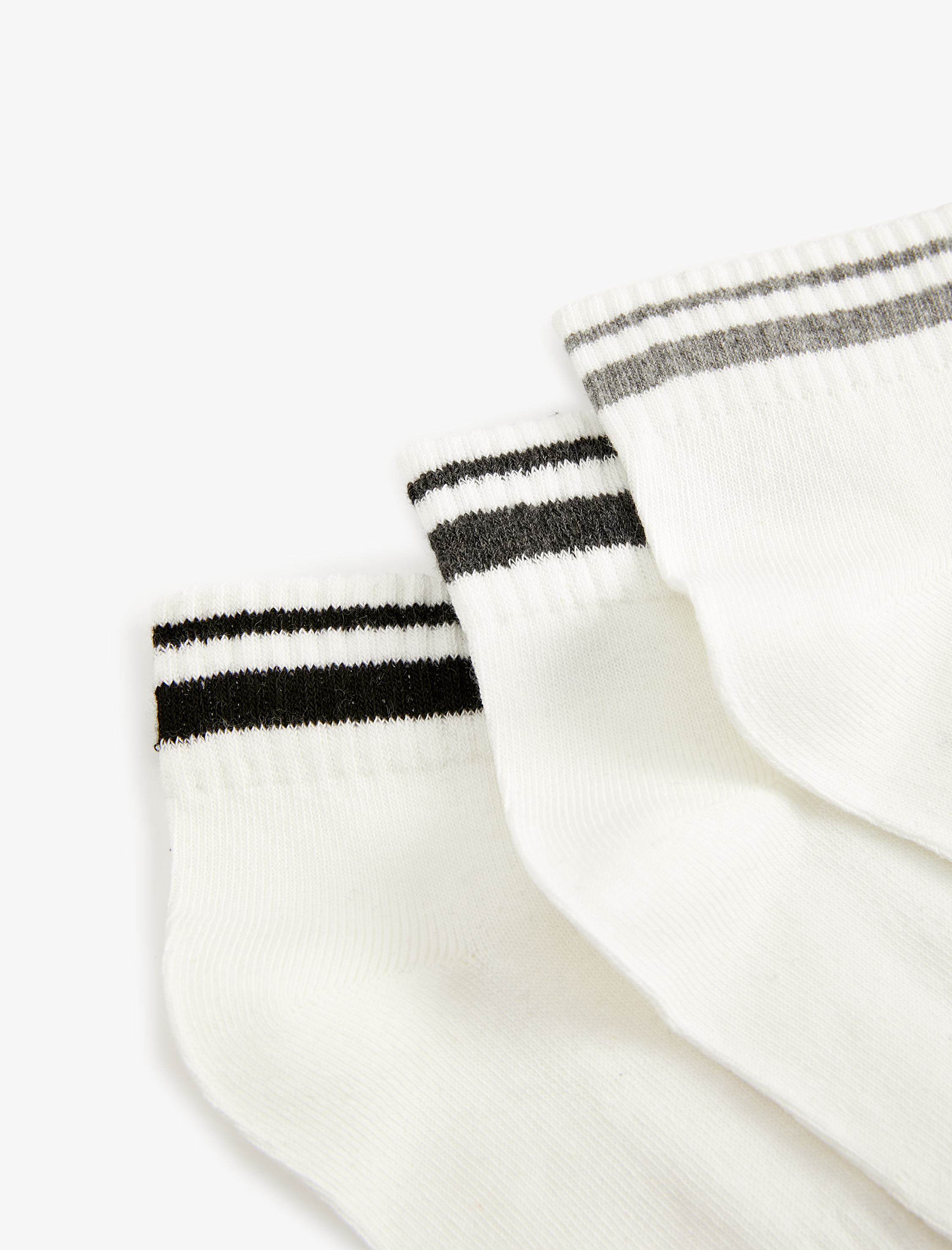  Erkek Pamuklu Çizgili 3'lü Çorap Seti