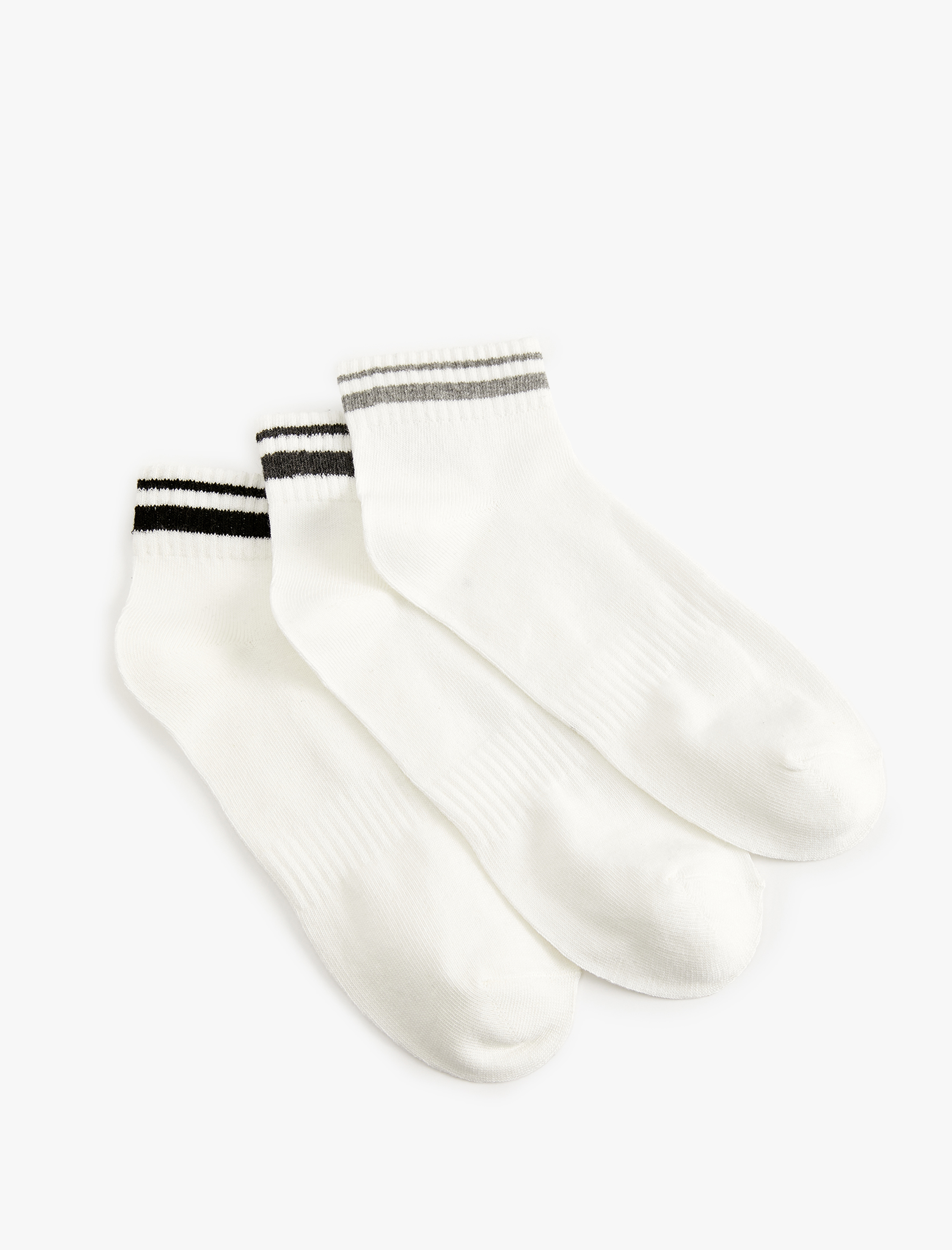  Erkek Pamuklu Çizgili 3'lü Çorap Seti