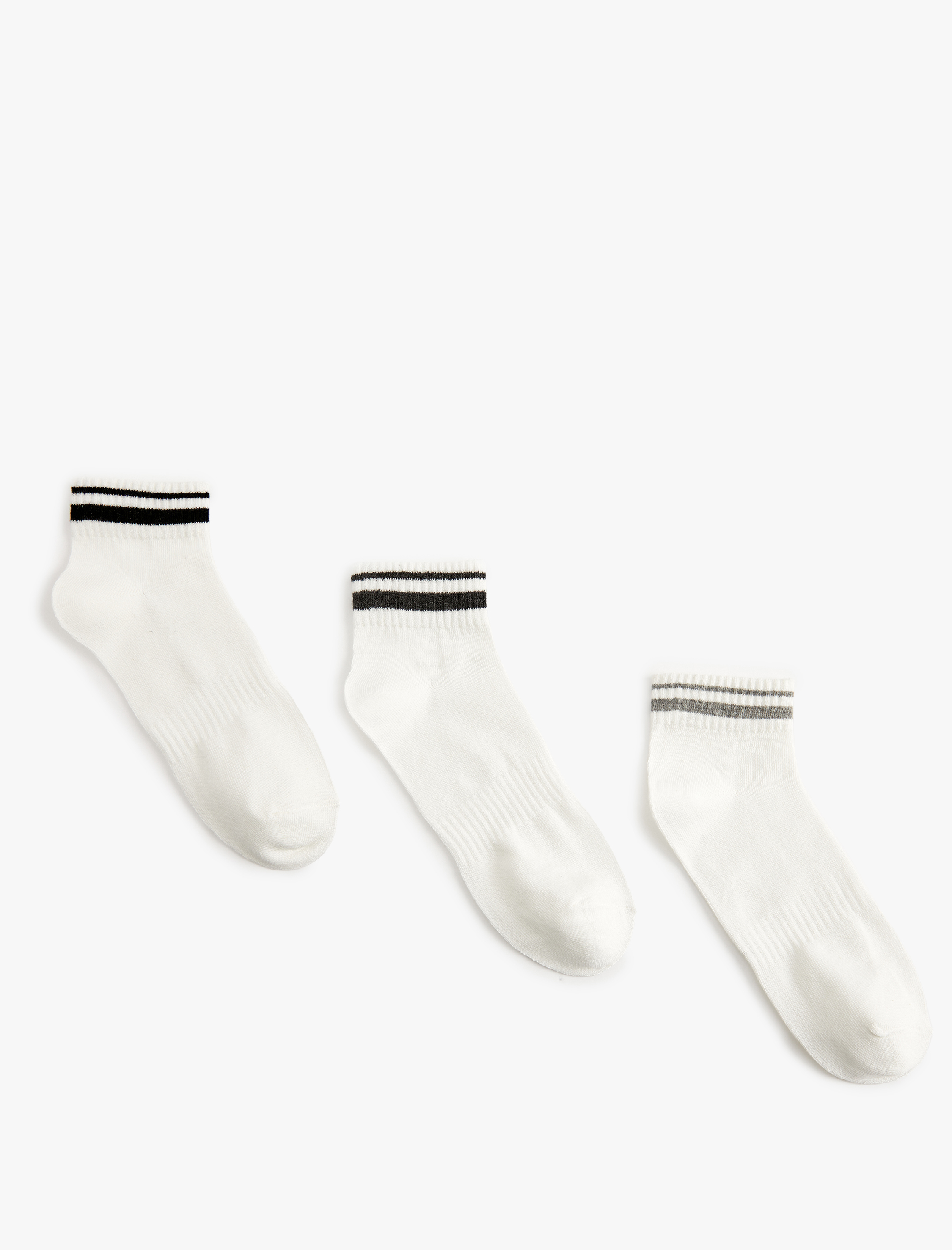  Erkek Pamuklu Çizgili 3'lü Çorap Seti