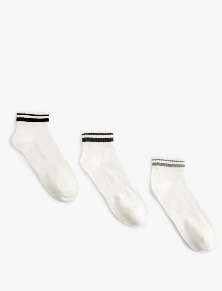 Erkek Pamuklu Çizgili 3'lü Çorap Seti