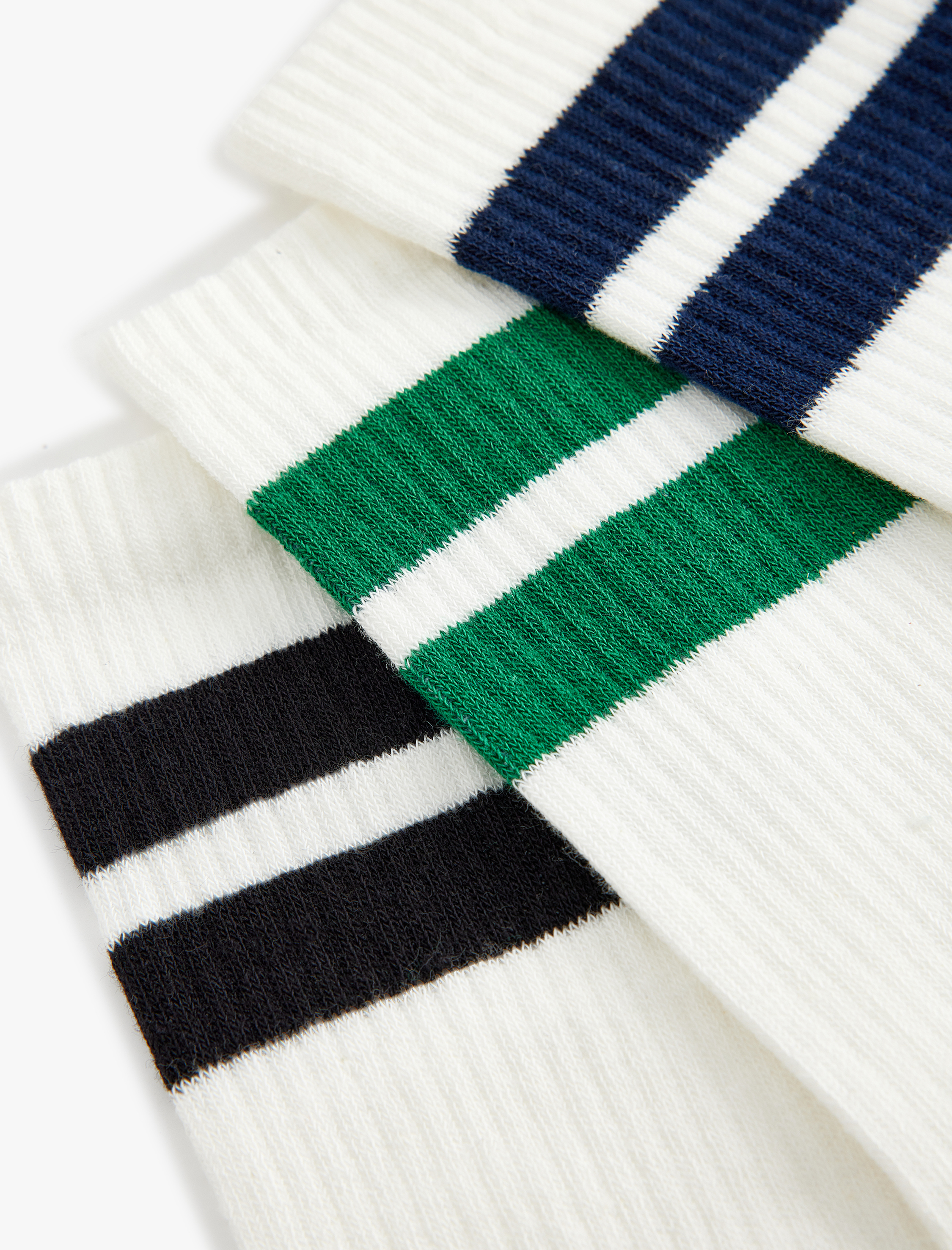  Erkek Çizgili 3'lü Tenis Çorap Seti