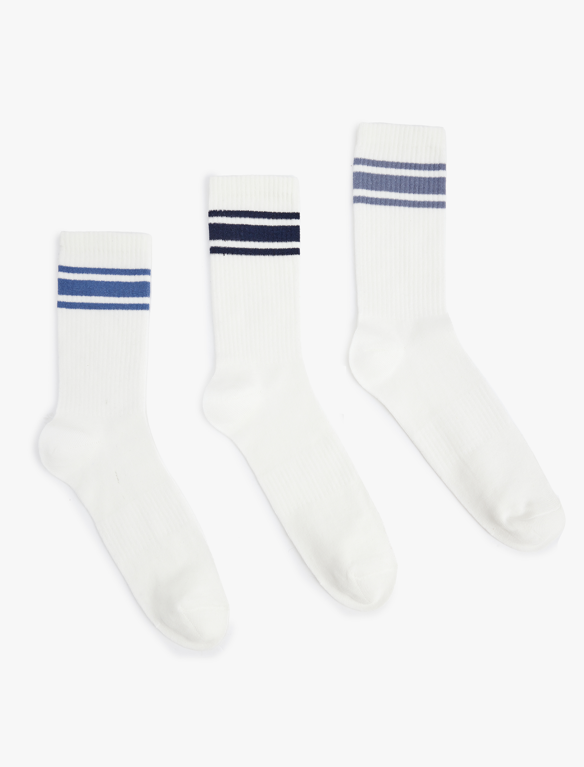  Erkek Çizgili 3'lü Tenis Çorap Seti