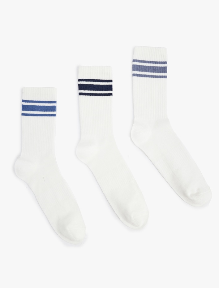 Erkek Çizgili 3'lü Tenis Çorap Seti