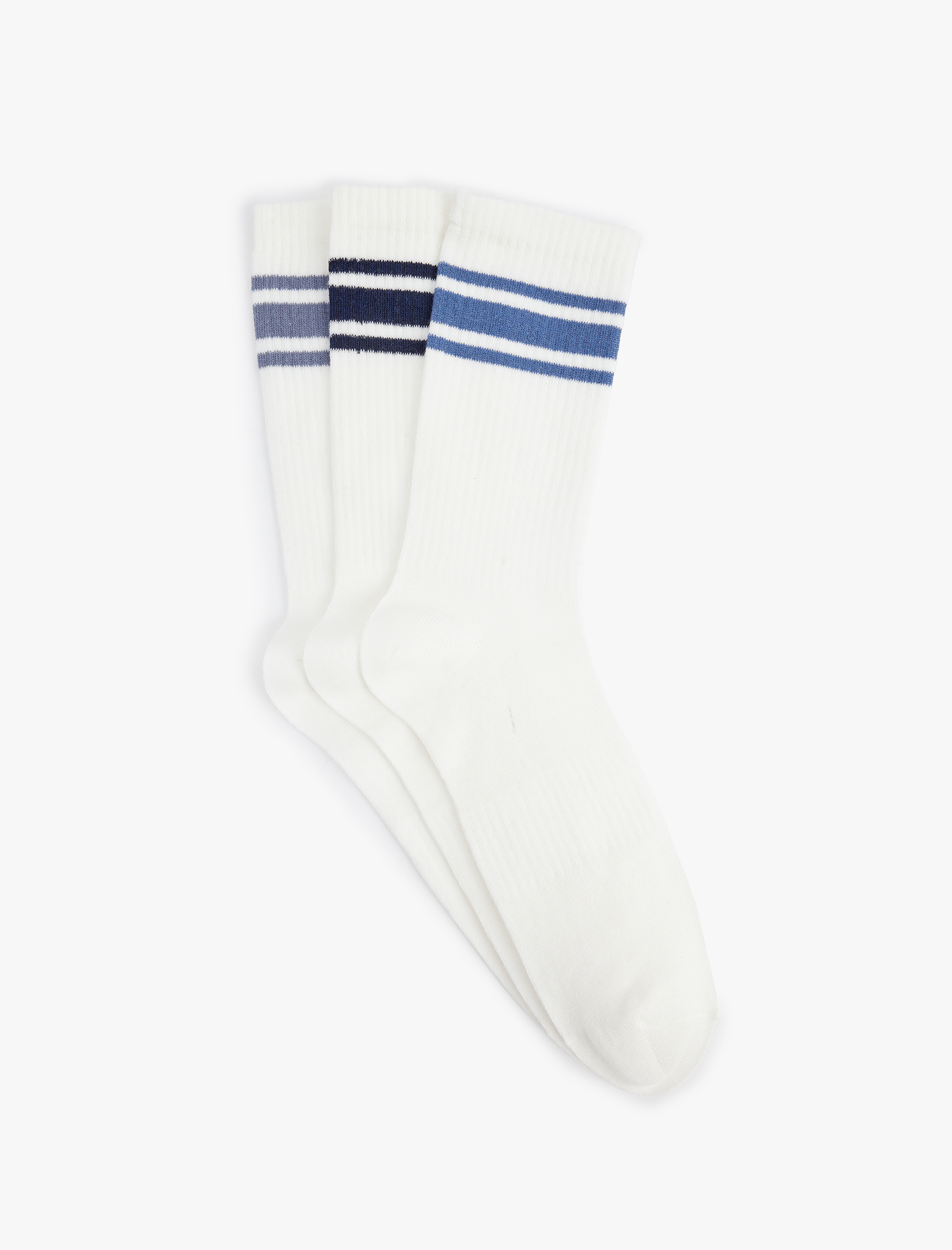  Erkek Çizgili 3'lü Tenis Çorap Seti