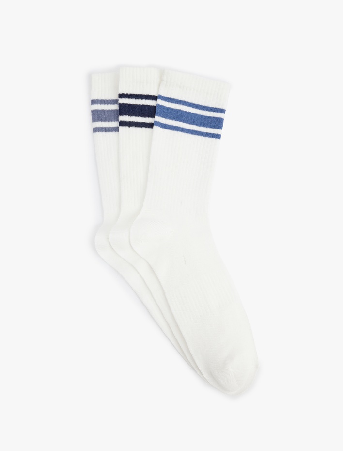 Erkek Çizgili 3'lü Tenis Çorap Seti