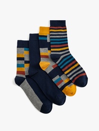 Pamuklu Çok Renkli 4'lü Çorap Seti