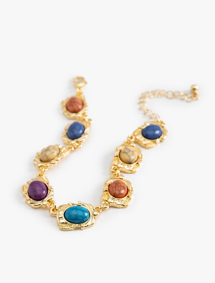 Kadın Boncuk Detaylı Zincir Bileklik