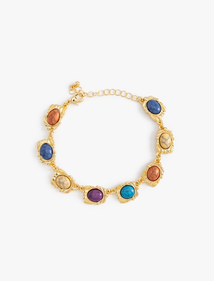 Kadın Boncuk Detaylı Zincir Bileklik