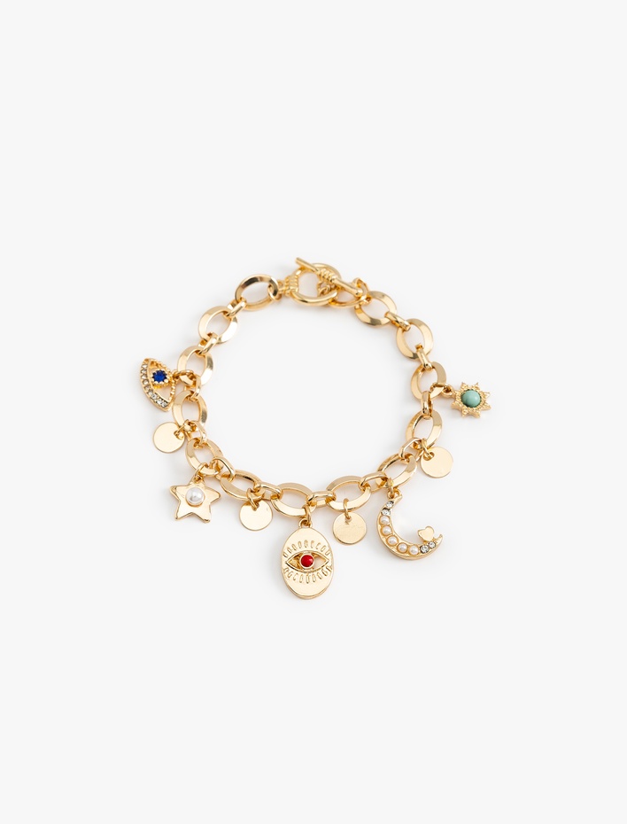 Kadın Charm Detaylı Sallantılı Zincir Bileklik