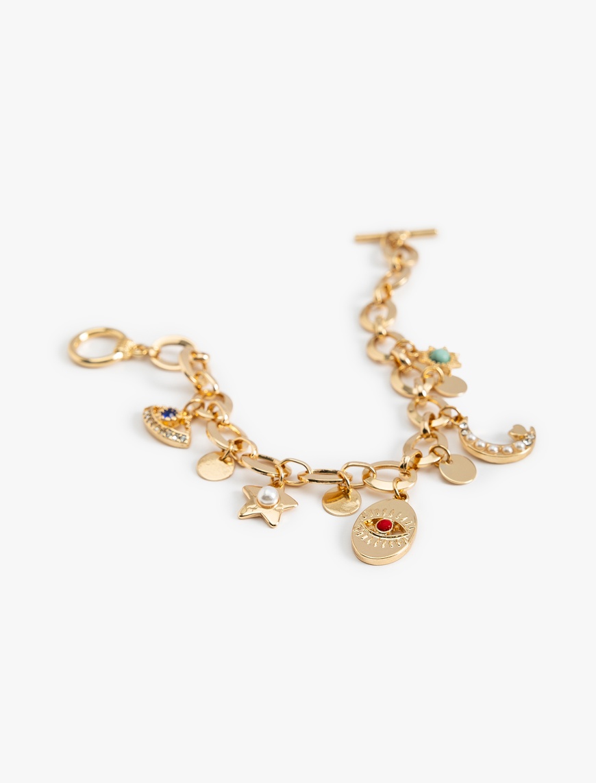 Kadın Charm Detaylı Sallantılı Zincir Bileklik