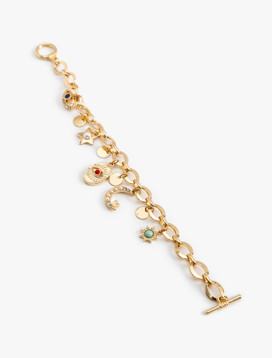  Kadın Charm Detaylı Sallantılı Zincir Bileklik