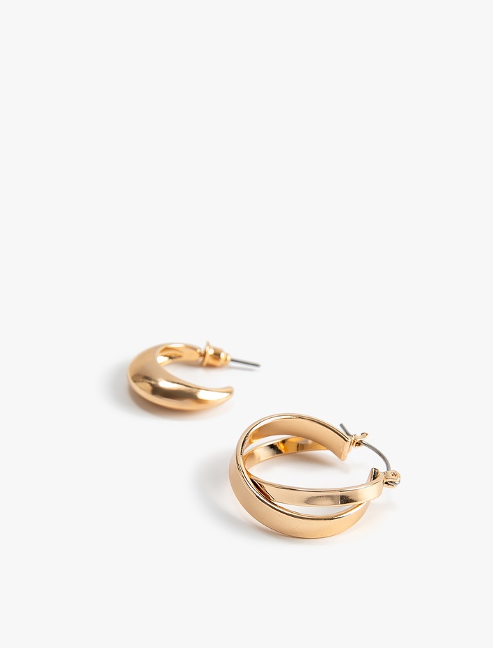 Kadın 2'li Çelik Halka Küpe Seti