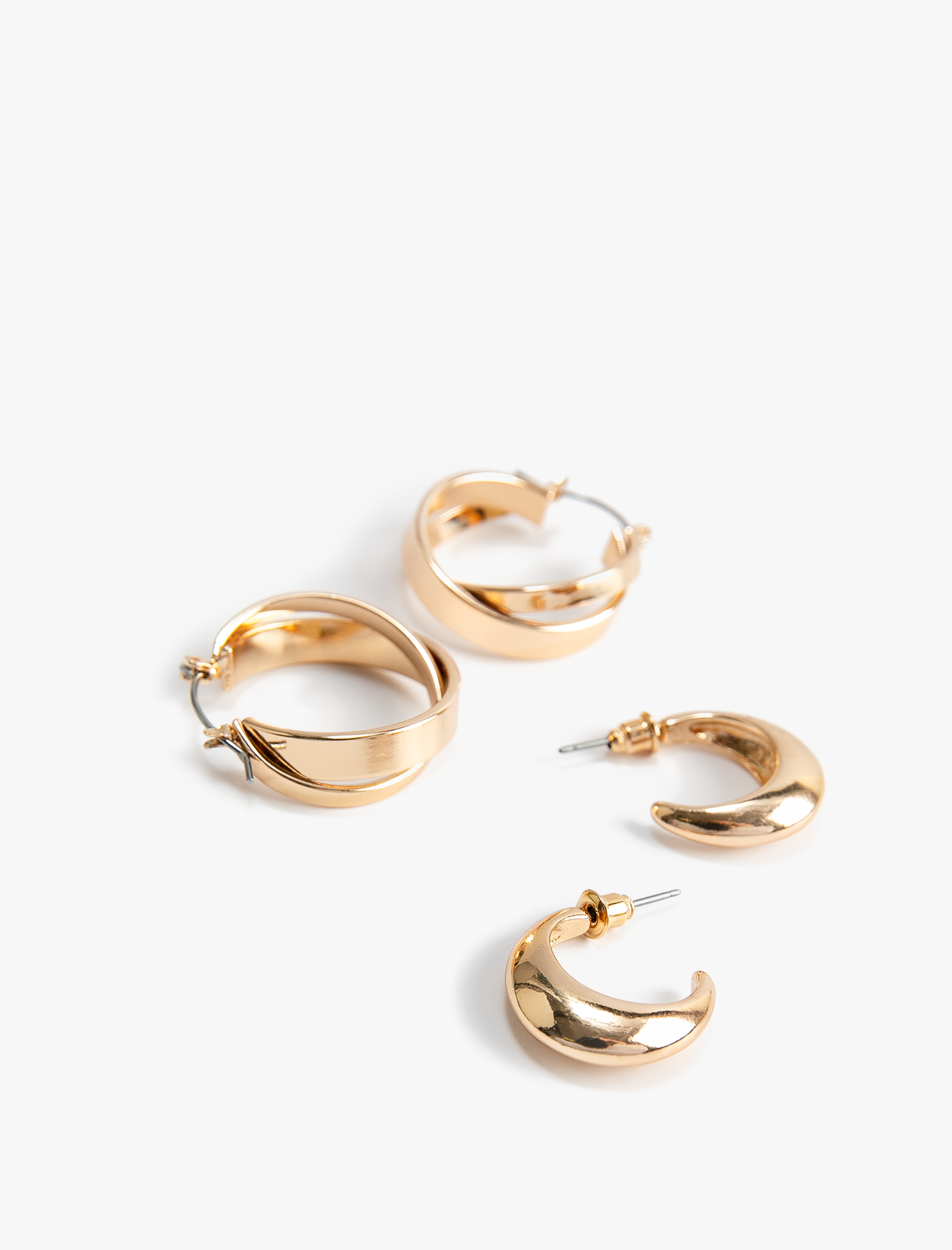  Kadın 2'li Çelik Halka Küpe Seti