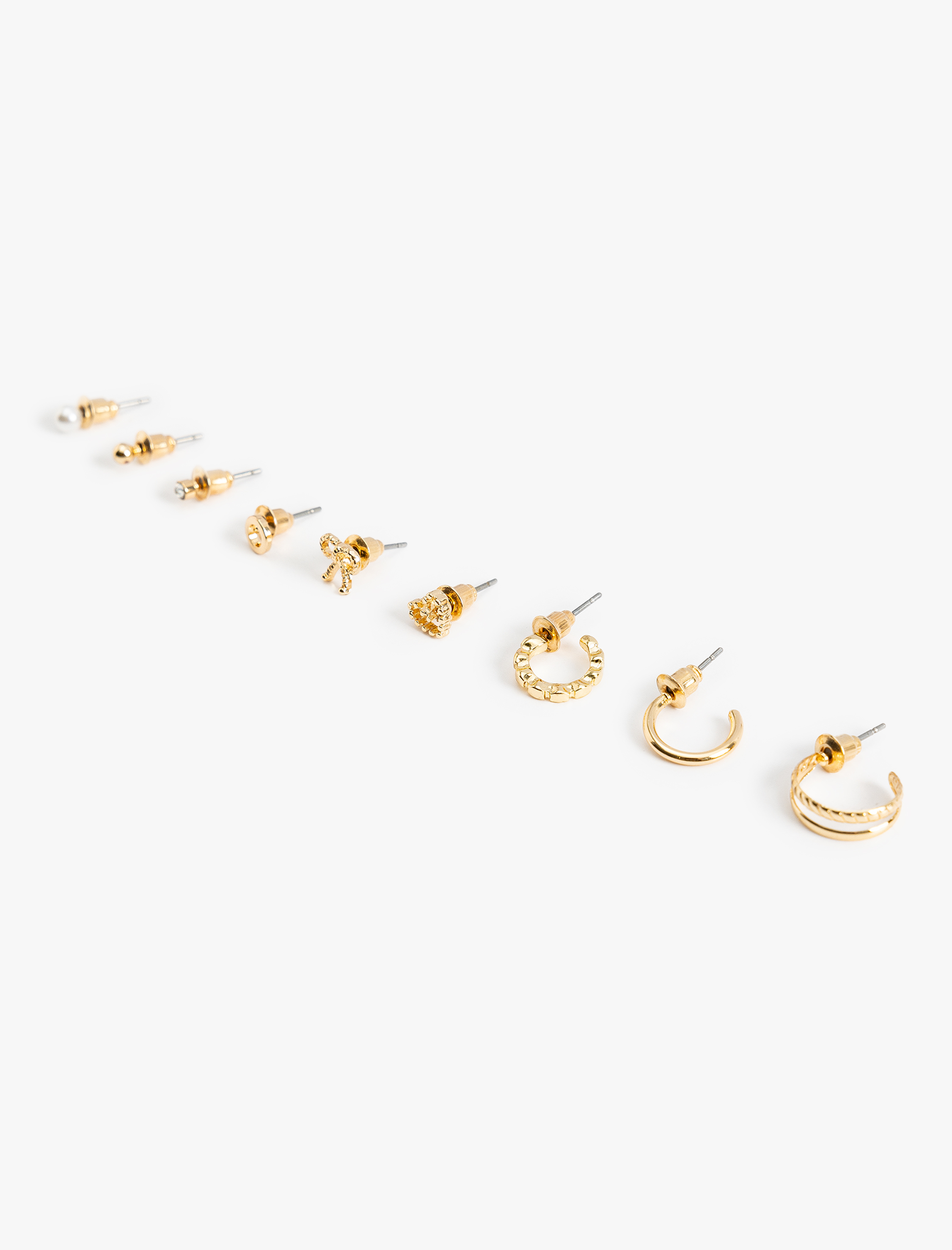  Kadın 9'lu Çelik Halka ve Top Küpe Seti