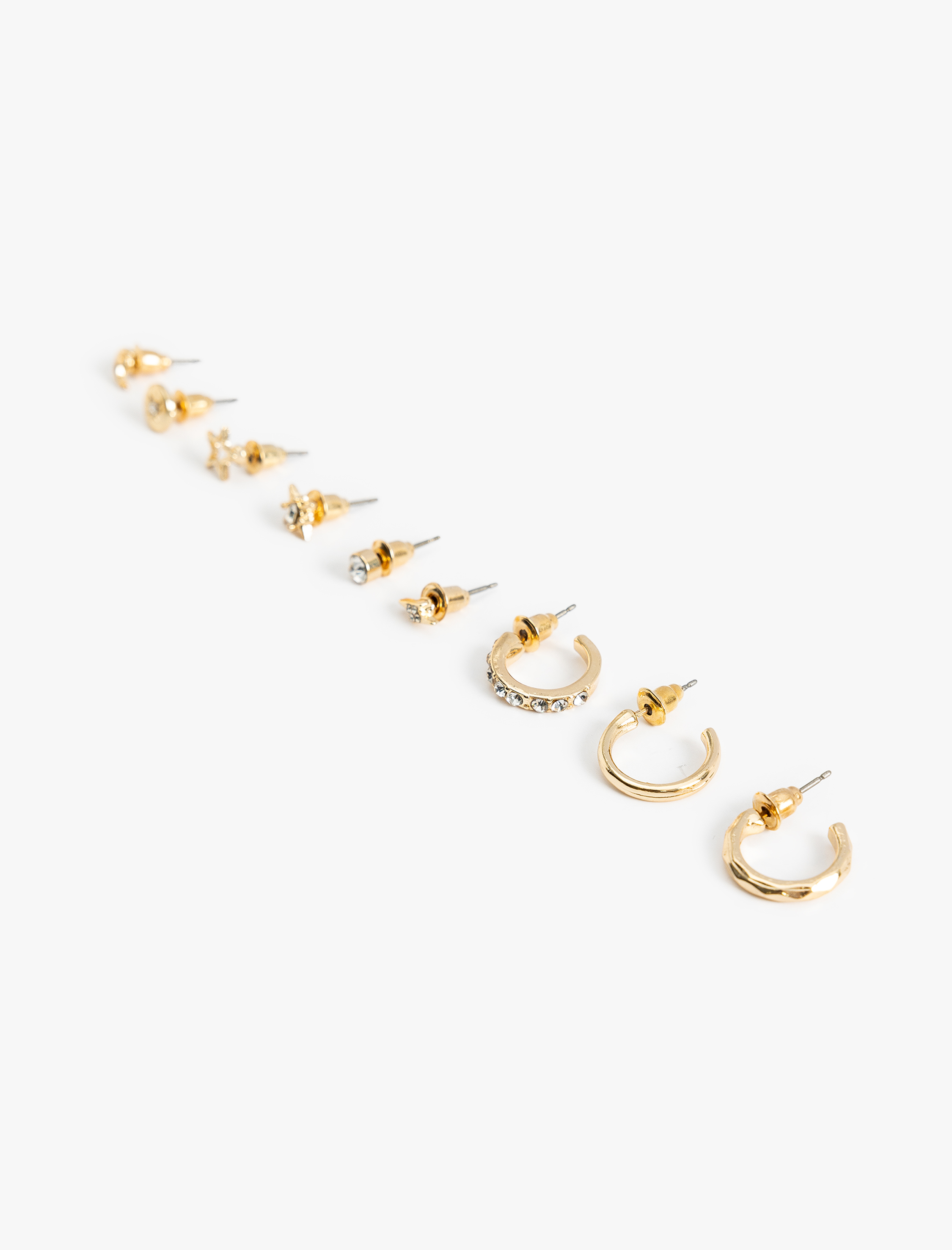  Kadın 9'lu Çelik Halka ve Top Küpe Seti