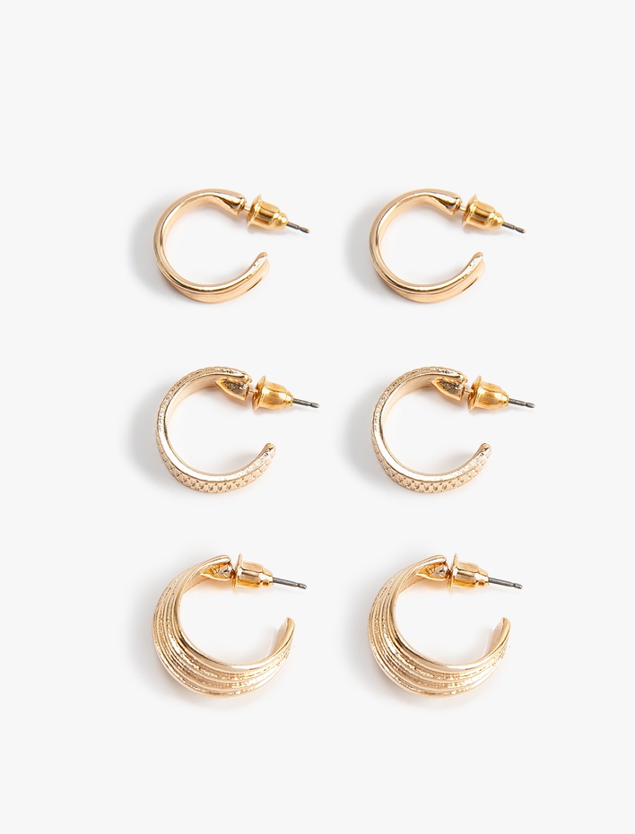 Kadın 3'lü Halka Küpe Seti