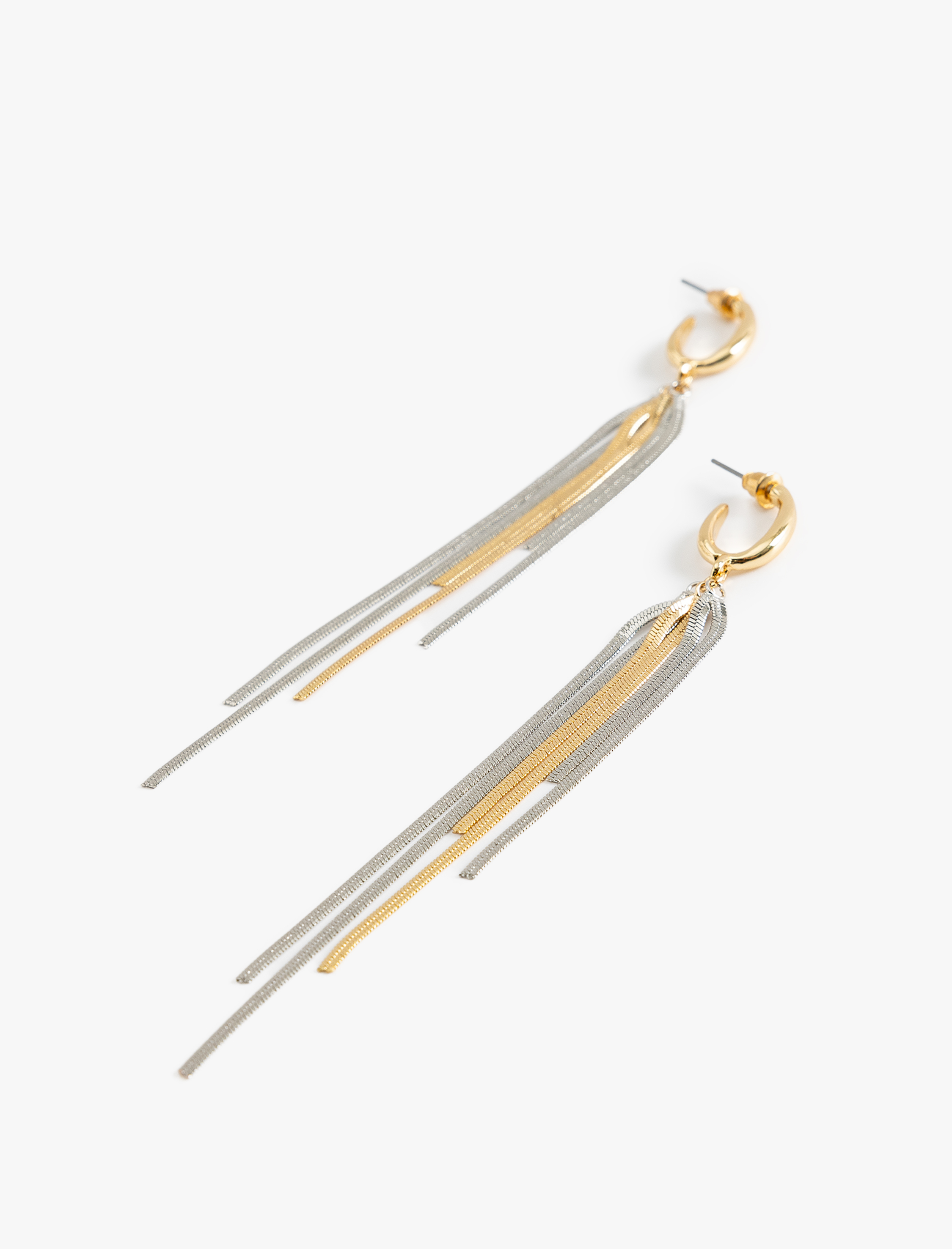  Kadın Sallantılı Zincir Detaylı Halka Küpe