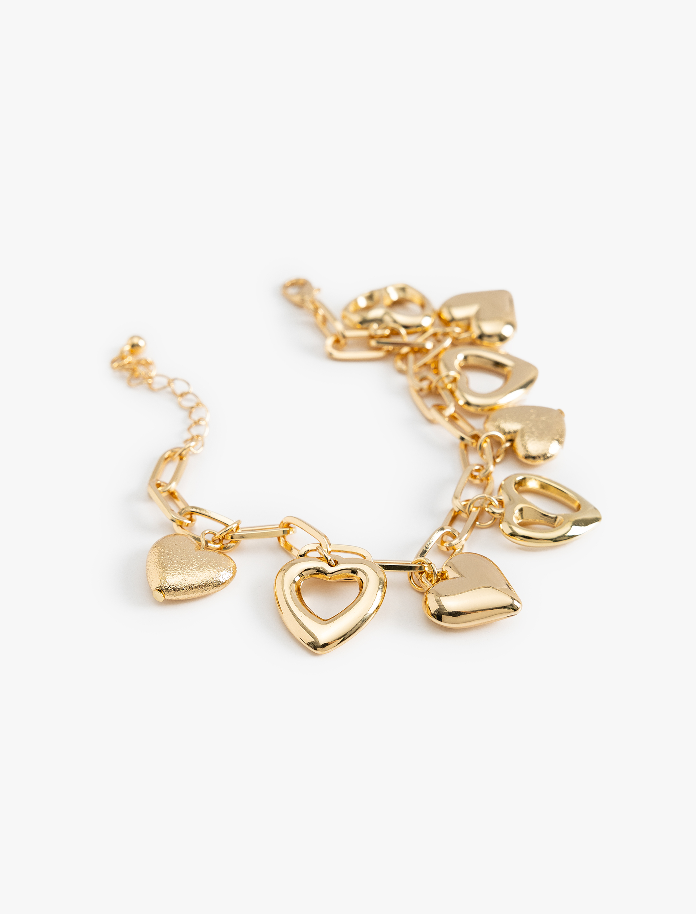  Kadın Kalp Detaylı Sallantılı Zincir Bileklik