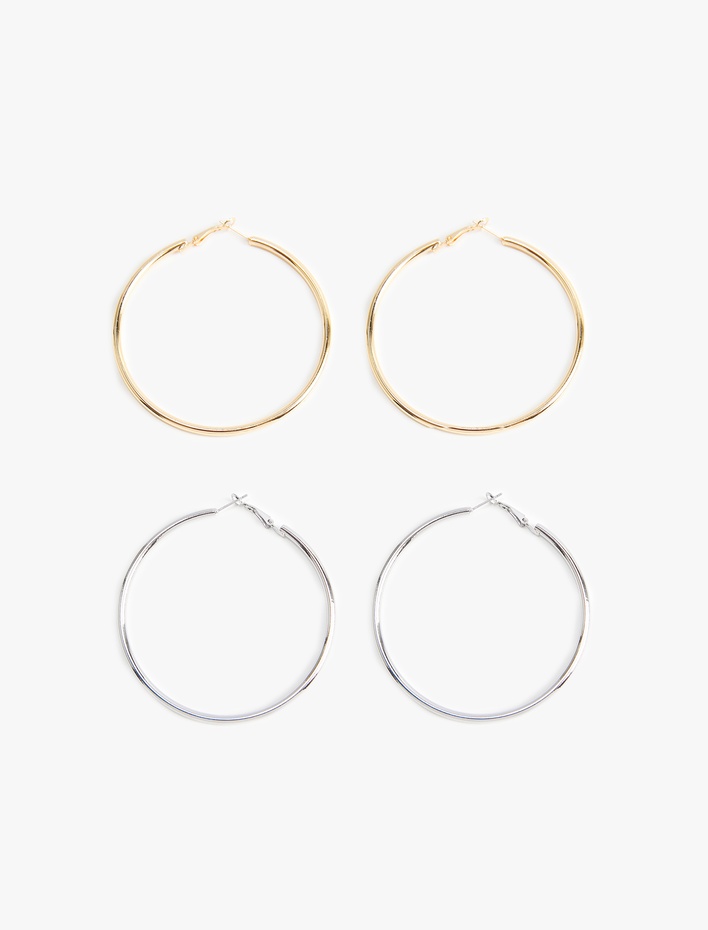 Kadın Büyük Boy 2'li Halka Küpe