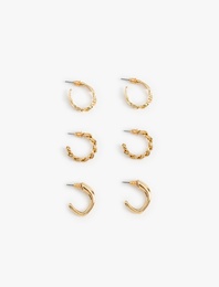 3'lü Çelik Halka Küpe Seti