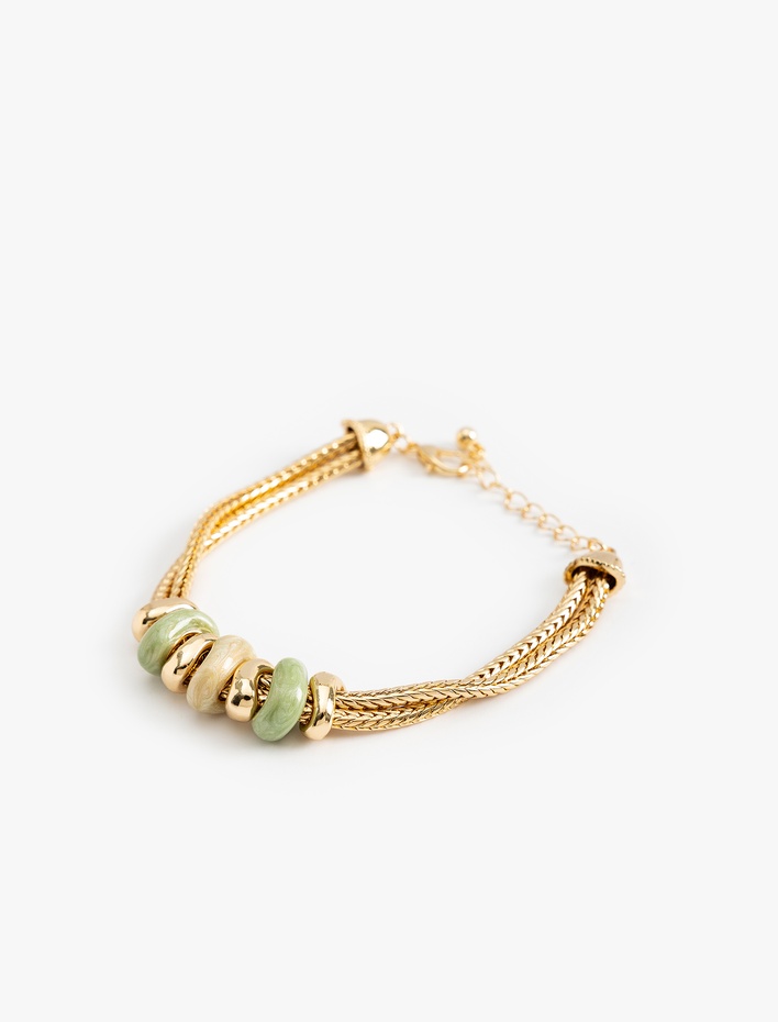 Kadın Taş Detaylı Zincir Bileklik