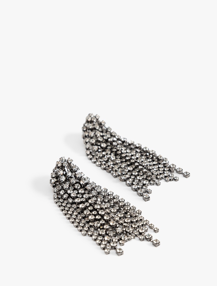 Kadın Büyük Boy Sallantılı Taşlı Küpe