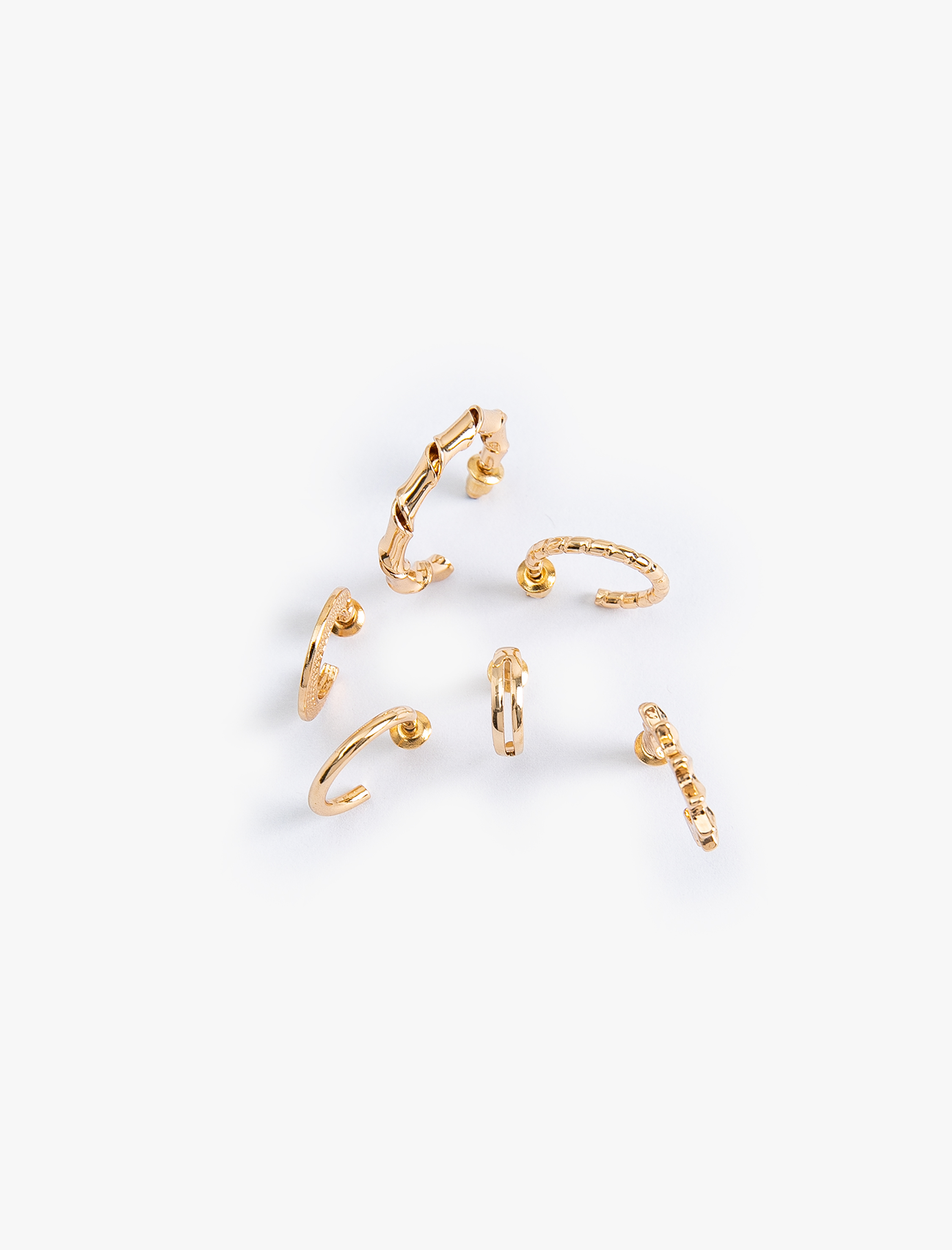  Kadın Çelik Karışımlı 6'lı Halka Küpe Seti