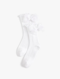Fiyonklu Fırfır Detaylı Pamuklu Soket Çorap