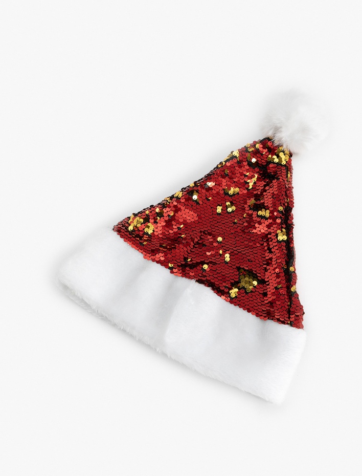 Kadın Pullu Payet Detaylı Ponponlu Yılbaşı Şapkası