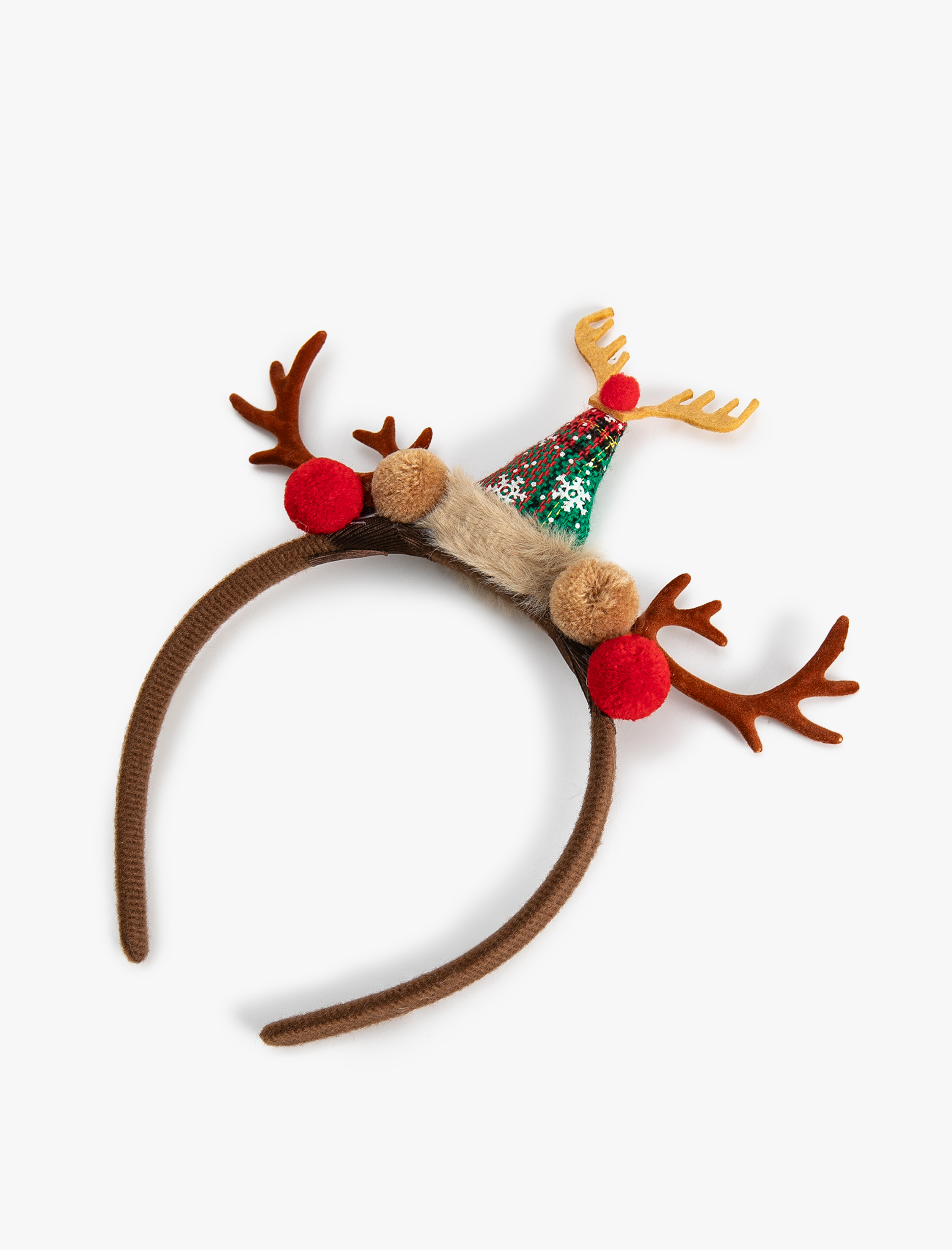  Kadın Geyik Kulağı ve Ponpon Aplikeli Yılbaşı Tacı